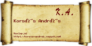 Korsós András névjegykártya